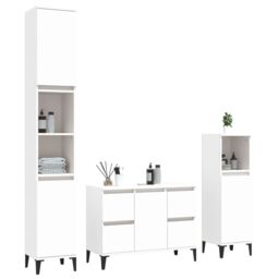 Berkfield Home 3 Piece Bathroom Furniture Set White Engineered Wood - thumbnail 3