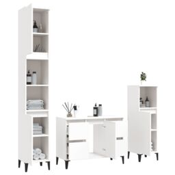 Berkfield Home 3 Piece Bathroom Furniture Set White Engineered Wood - thumbnail 4