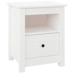 Berkfield Home Bedside Cabinet White 40x35x49 cm Solid Wood Pine - Size: 40 x 35 x 49 cm - thumbnail 1