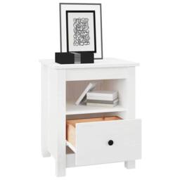 Berkfield Home Bedside Cabinet White 40x35x49 cm Solid Wood Pine - Size: 40 x 35 x 49 cm - thumbnail 3