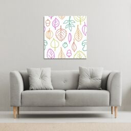 Benjamin Tate Design Multi Colour Leaves Illustration (Canvas Print) / 101 x 101 x 4cm in Natural - Size: 101 x 101 x 4 cm - thumbnail 1