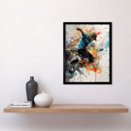 "Artery8 Wall Art Print Parkour Jump Urban Sport Paint Splat Action Shot Art Framed in Black - Size: W12"" x H16""" - thumbnail 2