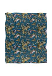 JQ Licensing Jl-Jp-Jq Trout Tiki Fishing Pattern 2 Silky Touch Super Soft Throw Blanket 152 X 127 cm in White - thumbnail 1