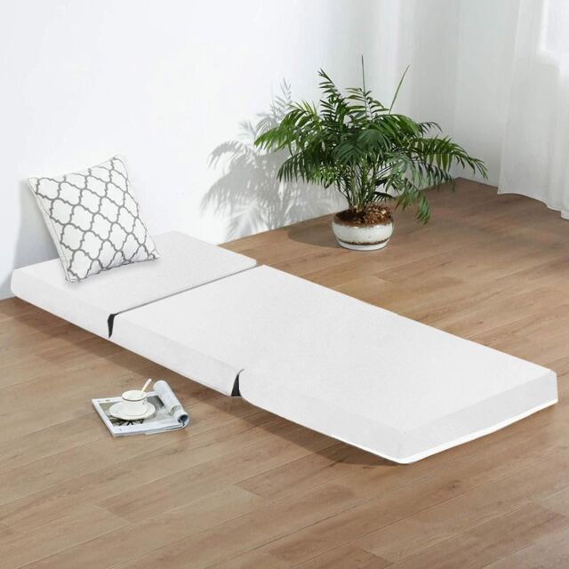 Rest Relax Leather Z Bed Futon Folding Mattress Chair in White - image 1