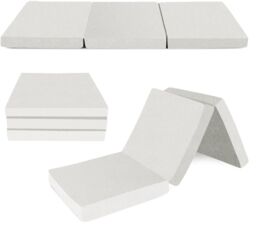 Rest Relax Leather Z Bed Futon Folding Mattress Chair in White - thumbnail 3