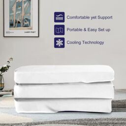 Rest Relax Leather Z Bed Futon Folding Mattress Chair in White - thumbnail 2
