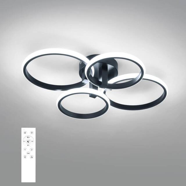 Goeco Dimmable LED Ceiling Light 76W with Remote Control Round Ceiling Light in Black - image 1