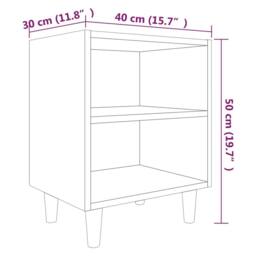 Berkfield Home Bed Cabinet with Solid Wood Legs Smoked Oak 40x30x50 cm in Brown - Size: 40 x 30 x 50 cm - thumbnail 6