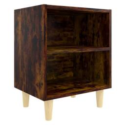Berkfield Home Bed Cabinet with Solid Wood Legs Smoked Oak 40x30x50 cm in Brown - Size: 40 x 30 x 50 cm - thumbnail 2