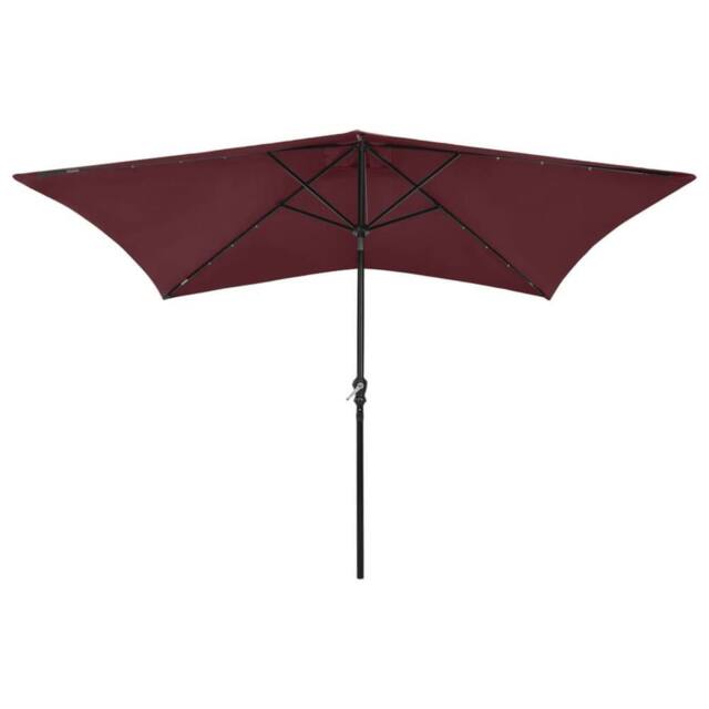Berkfield Home Parasol with LEDs & Steel Pole Bordeaux Red 2x3 m in Burgundy - image 1