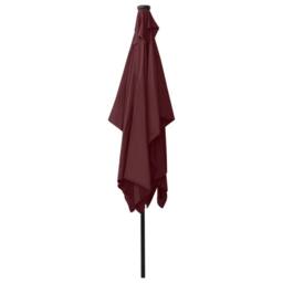 Berkfield Home Parasol with LEDs & Steel Pole Bordeaux Red 2x3 m in Burgundy - thumbnail 6