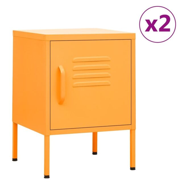 Berkfield Home Nightstands 2 pcs Mustard Yellow 35x35x51 cm Steel - Size: 35 x 35 x 51 cm - image 1