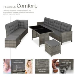 tectake Garden Furniture Set Barletta in Mid Grey - Size: XL - thumbnail 3
