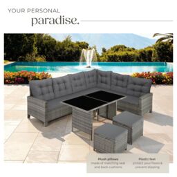 tectake Garden Furniture Set Barletta in Mid Grey - Size: XL - thumbnail 4
