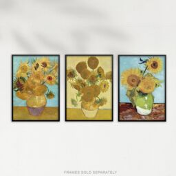 Artery8 Set of 3 Van Gogh Sunflowers Yellow Orange Classic Wall Art Prints - Size: A3 - thumbnail 5