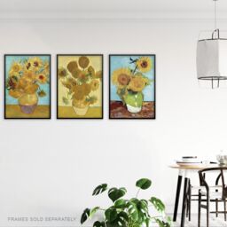 Artery8 Set of 3 Van Gogh Sunflowers Yellow Orange Classic Wall Art Prints - Size: A3 - thumbnail 3
