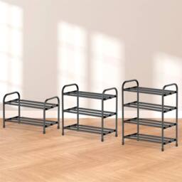 SPETLEK Metal Shoe Rack Stand 2-4 Tier Adjustable Storage Shelves in Black - thumbnail 5