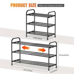 SPETLEK Metal Shoe Rack Stand 2-4 Tier Adjustable Storage Shelves in Black - thumbnail 2