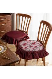 Living and Home Vintage Floral Ruffle-Trimmed Round Cushion - Size: 43 cm x 43 cm - thumbnail 1