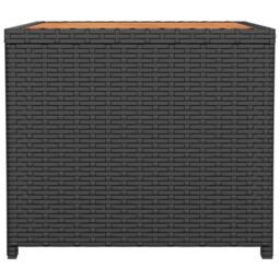 Berkfield Home Tea Table with Wooden Top Black Poly Rattan&Solid Wood Acacia - thumbnail 4