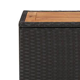 Berkfield Home Tea Table with Wooden Top Black Poly Rattan&Solid Wood Acacia - thumbnail 5
