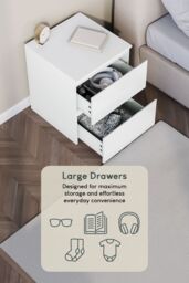 Home Discount Vida Designs Glinton 'HIGH GLOSS 2 Drawer Bedside Chest' Storage Bedroom Furniture in White - thumbnail 6