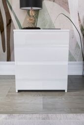 Home Discount Vida Designs Glinton 'HIGH GLOSS 2 Drawer Bedside Chest' Storage Bedroom Furniture in White - thumbnail 3
