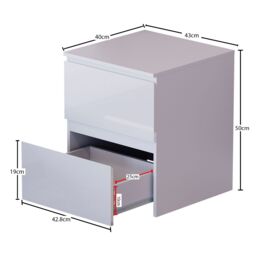 Home Discount Vida Designs Glinton 'HIGH GLOSS 2 Drawer Bedside Chest' Storage Bedroom Furniture in White - thumbnail 2
