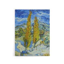 "Artery8 The Poplars at Saint Remy Van Gogh Vintage Canvas Wall Art in Blue - Size: W18"" x H24""" - thumbnail 1