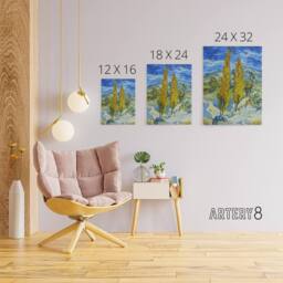 "Artery8 The Poplars at Saint Remy Van Gogh Vintage Canvas Wall Art in Blue - Size: W18"" x H24""" - thumbnail 4