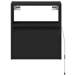 Berkfield Home Wall-mounted Bedside Cabinets with LED Lights 2 pcs Black - thumbnail 6