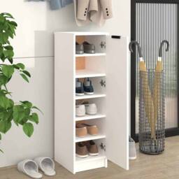 Berkfield Home Shoe Cabinet White 30x35x100 cm Engineered Wood - Size: 30 x 35 x 100 cm - thumbnail 3