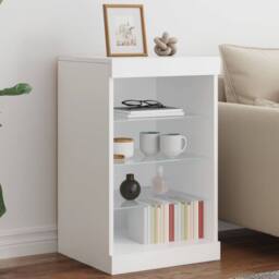 Berkfield Home Sideboard with LED Lights White 41x37x67 cm - Size: 41 x 37 x 67 cm - thumbnail 2