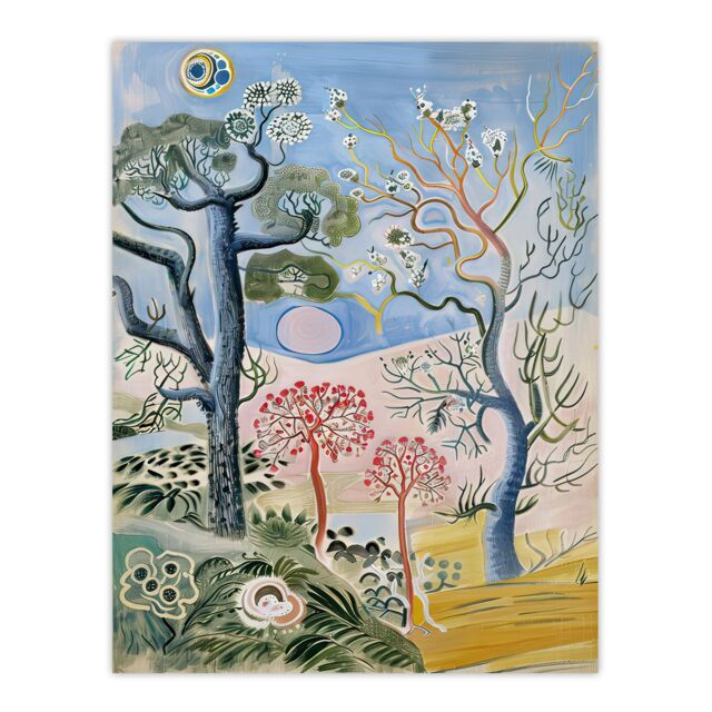 "Artery8 Abstract Trippy Pastel Trees Landscape Boho Wall Art Print in Blue - Size: W18"" x H24""" - image 1
