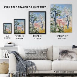 "Artery8 Abstract Trippy Pastel Trees Landscape Boho Wall Art Print in Blue - Size: W18"" x H24""" - thumbnail 3