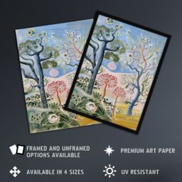 "Artery8 Abstract Trippy Pastel Trees Landscape Boho Wall Art Print in Blue - Size: W18"" x H24""" - thumbnail 2