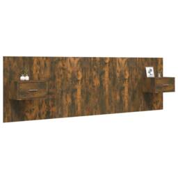 Berkfield Home Classic Bed Headboard with Cabinets Smoked Oak Engineered Wood in Brown - thumbnail 1