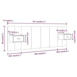 Berkfield Home Classic Bed Headboard with Cabinets Smoked Oak Engineered Wood in Brown - thumbnail 9