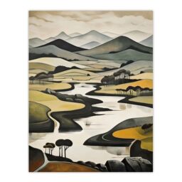 "Artery8 Scottish Highlands Stylised Oil Painting Boho Mountain Hills & Lakes Unframed Wall Art Print Poster Home Decor Premium - Size: W12"" x H16""" - thumbnail 1