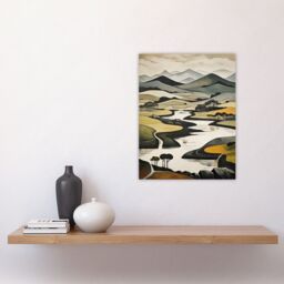 "Artery8 Scottish Highlands Stylised Oil Painting Boho Mountain Hills & Lakes Unframed Wall Art Print Poster Home Decor Premium - Size: W12"" x H16""" - thumbnail 4