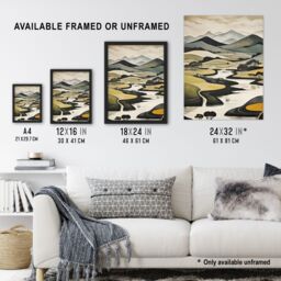 "Artery8 Scottish Highlands Stylised Oil Painting Boho Mountain Hills & Lakes Unframed Wall Art Print Poster Home Decor Premium - Size: W12"" x H16""" - thumbnail 3