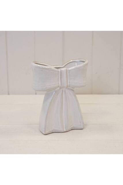 KDMD White Ceramic Bow Vase Small - image 1