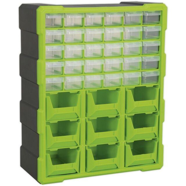Loops 375 x 165 x 470mm 39 Drawer Parts Cabinet - GREEN - Wall Mounted / Standing Box - image 1