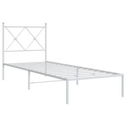 Berkfield Home Metal Bed Frame without Mattress with Headboard White 75x190cm - Size: 75x190 cm - thumbnail 3