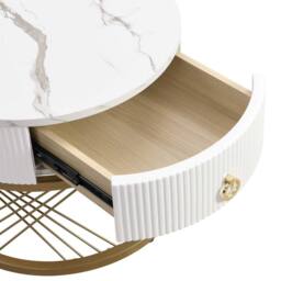 STILVORA Nesting Coffee Table Set with Drawer & Marble-Effect Top in Black - thumbnail 7