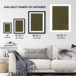 Artery8 Lily & Crown Art Deco Pattern Audsley Framed Wall Art Print in Gold - Size: A4 - thumbnail 3