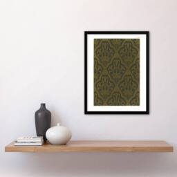 Artery8 Lily & Crown Art Deco Pattern Audsley Framed Wall Art Print in Gold - Size: A4 - thumbnail 4