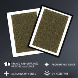Artery8 Lily & Crown Art Deco Pattern Audsley Framed Wall Art Print in Gold - Size: A4 - thumbnail 2