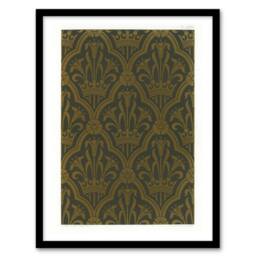 Artery8 Lily & Crown Art Deco Pattern Audsley Framed Wall Art Print in Gold - Size: A4 - thumbnail 1