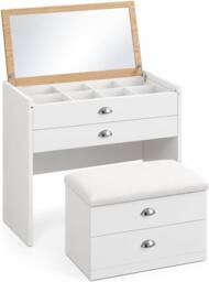 HOMEWEDO Dressing Table Set With Flip-Top Mirror, Stool, 4 Drawers & Organiser in White - Size: 1 Pack - thumbnail 7